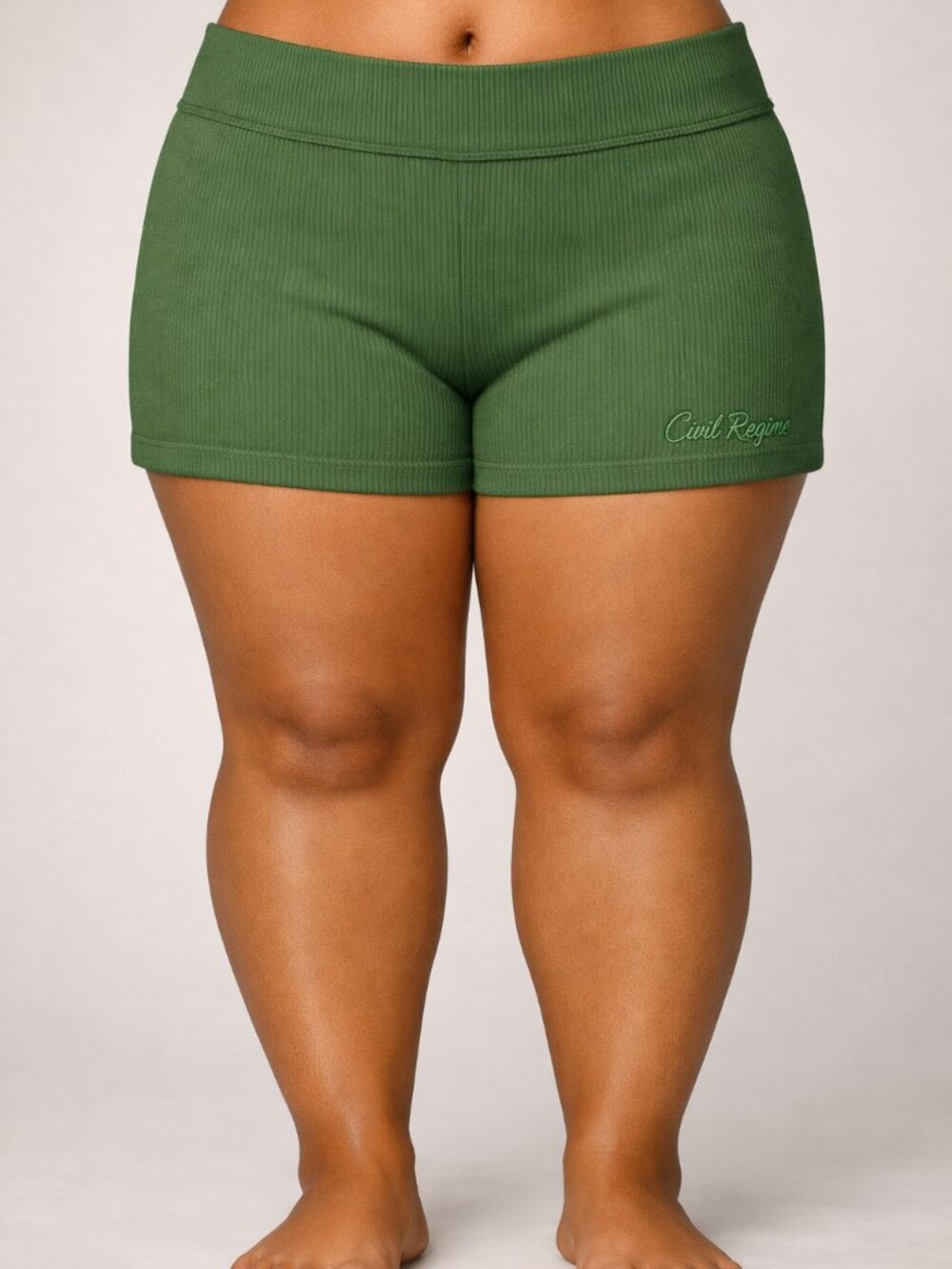 Civilregime Olive Green Ribbed Shortie Shorts NWT XL